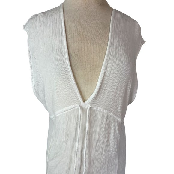 Kona Soul Swim Cover-up Large White Midi Slits V neck Elastic Waist - Picture 7 of 13